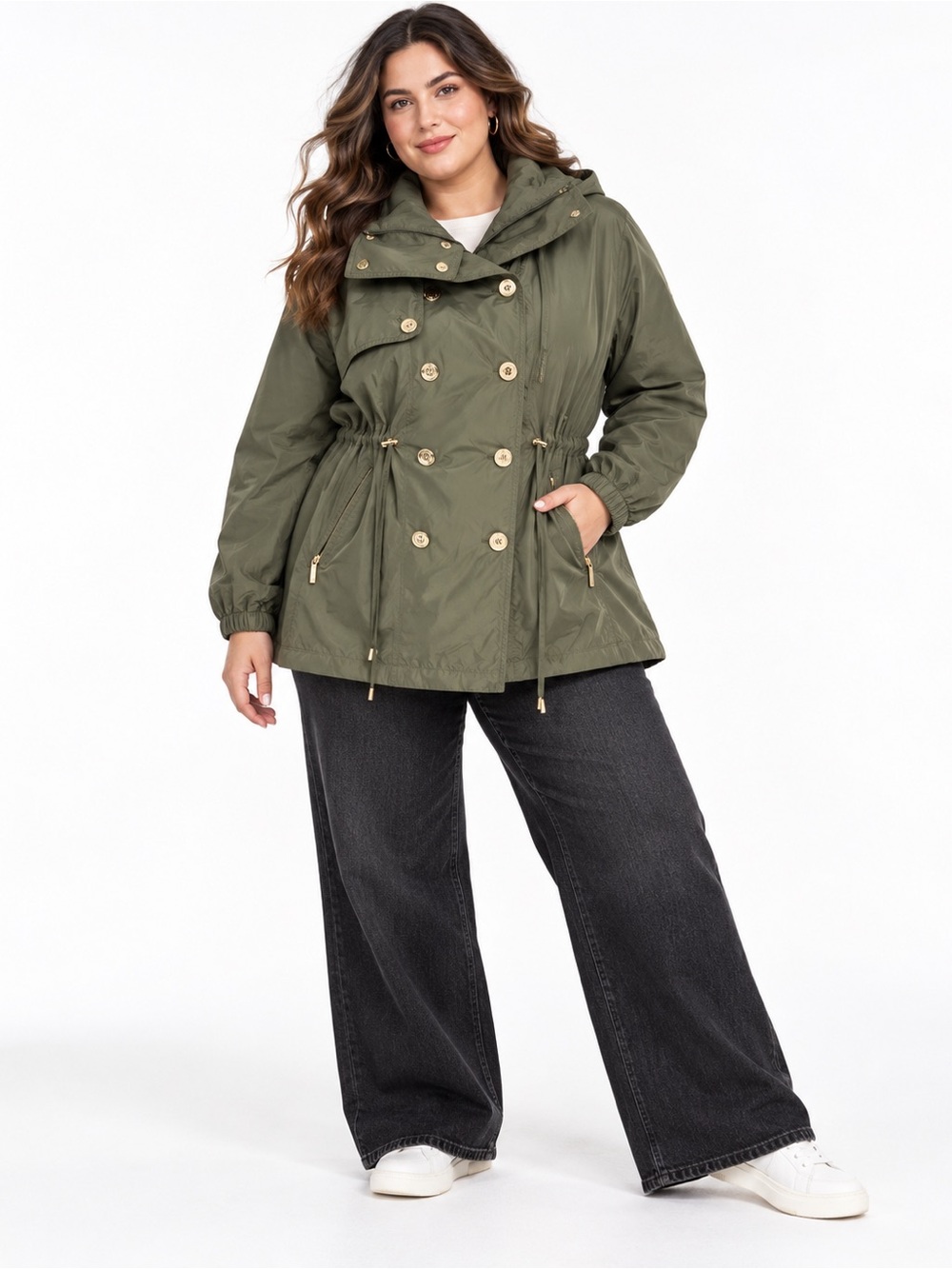 MICHAEL Michael Kors 1X Olive Utility Anorak Hooded Jacket Gold Hardware